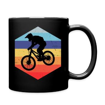 Damen Mountainbiker MTB Radfahrer Herren - Tasse einfarbig - Schwarz - Rechts