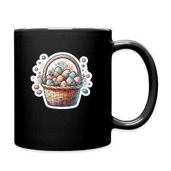 Joli panier d’oeufs de Pâques couleur pastel doux - Mug uni - noir - Droite