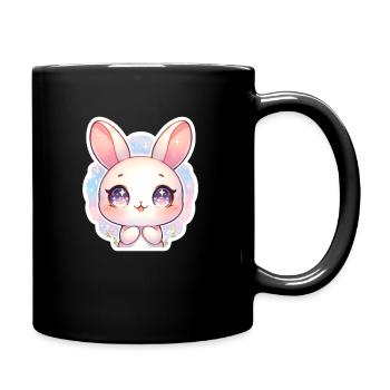 Lapin de Pâques mignon avec de grands yeux violets - Mug uni - noir - Droite