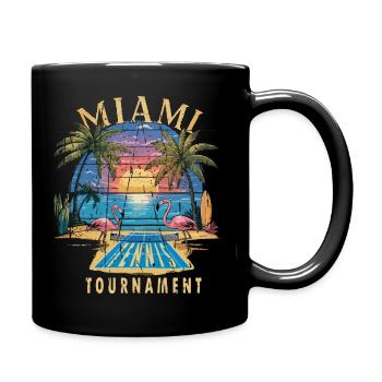 Tennis Miami Turnier Tournament Palms Flamingo - Tasse einfarbig - Schwarz - Rechts