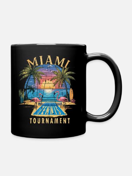 Tennis Miami Turnier Tournament Palms Flamingo - Tasse einfarbig - Schwarz