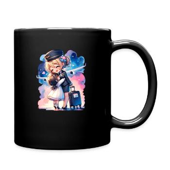 Mère hôtesse de l’air avec sa fille - Mug uni - noir - Droite