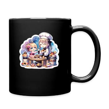Mère et fille dégustant de délicieuses friandises - Mug uni - noir - Droite