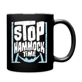 Lustige Stopp-Hängematten-Zeit Entspannen Schlafen Camping - Tasse einfarbig - Schwarz - Rechts