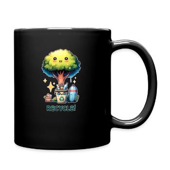 Chibi Niedlicher Baum mit Papierkorb Earth Day recyceln - Tasse einfarbig - Schwarz - Rechts