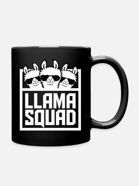 Lustige Lama Squad Sonnenbrille Alpaka Cool Family - Tasse einfarbig - Schwarz