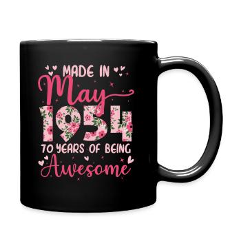 May 1954 70th Anniversary Gift for Wife - Full Colour Mug - black - Right