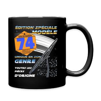 Vintage 74 70er Jahre Männlich oder Weiblich 74 Auto Vignette - Tasse einfarbig - Schwarz - Rechts