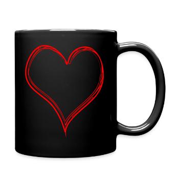 Herz Kontur - Tasse einfarbig - Schwarz - Rechts
