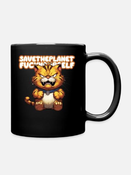 Angry Cat - Tasse einfarbig - Schwarz