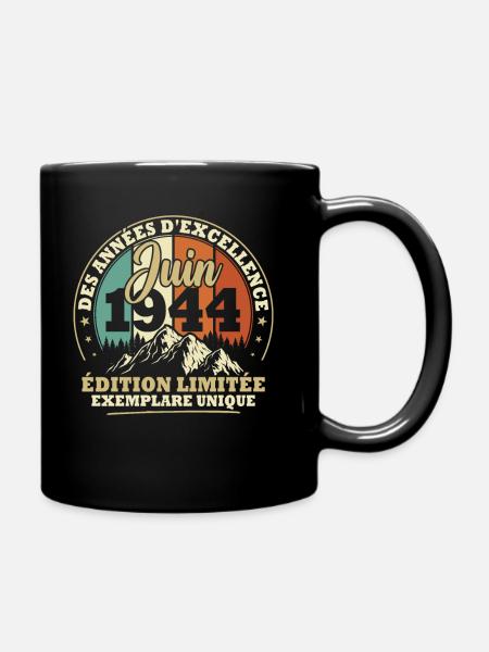 Vintage Juin 1944 Vintage Cadeau Anniversaire - Mug uni - noir