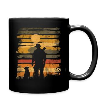 Chasse chasse avec chien rétro vintage - Mug uni - noir - Droite