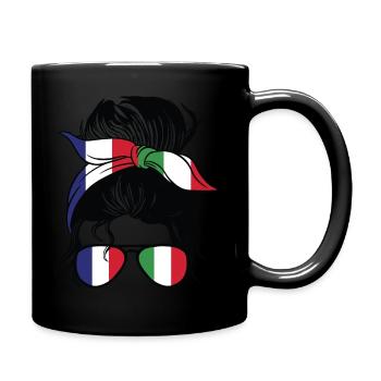 Italy and France Mix Italian Roots - Full Colour Mug - black - Right