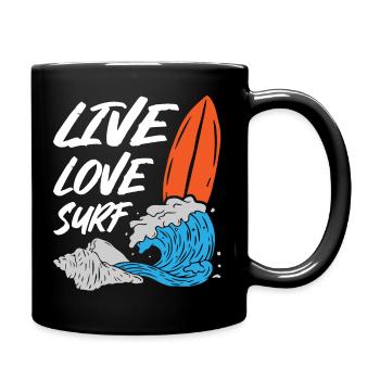Live Love Surfing - Tasse einfarbig - Schwarz - Rechts