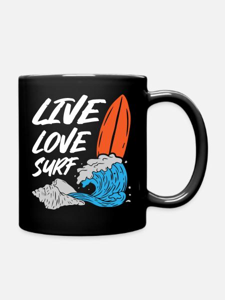 Live Love Surfing - Tasse einfarbig - Schwarz