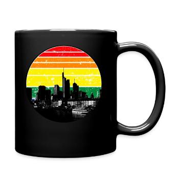 Frankfurt Skyline Retro Sunset II - Tasse einfarbig - Schwarz - Rechts