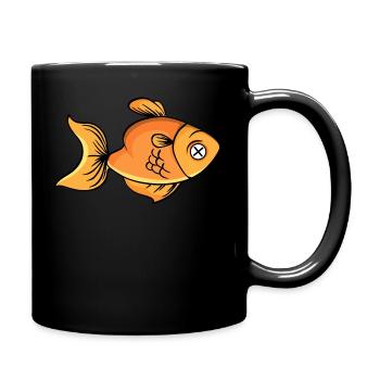 Swimming goldfish at the top - Full Colour Mug - black - Right
