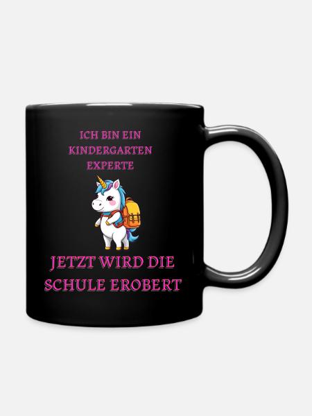 Schulanfänger Shirt mit Einhorn zur Einschulung - Tasse einfarbig - Schwarz