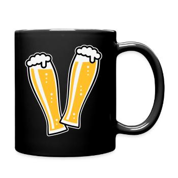 2 Weißbiergläser Stoßen An (Bier Weizenbier / 3C) - Tasse einfarbig - Schwarz - Rechts
