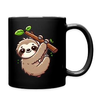 Kawaii Sloth hanging on Branch, Love Slothts - Full Colour Mug - black - Right