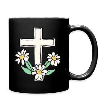 Kreuz, Taufe - Tasse einfarbig - Schwarz - Rechts
