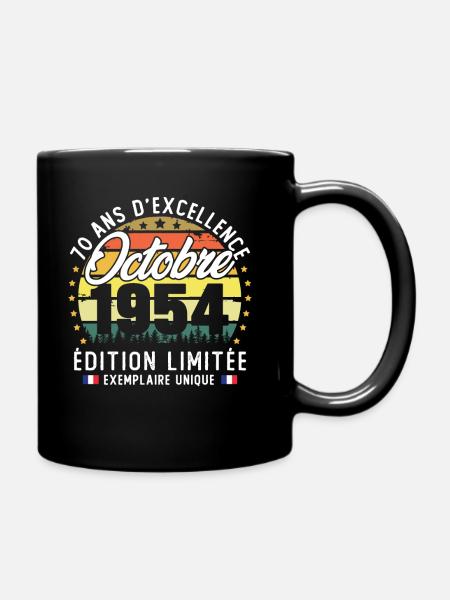 Octobre 1954 Vintage Cadeau Anniversaire 70 Ans - Mug uni - noir