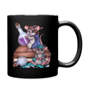 Mäuse in Hexenküche beim Zaubern - Tasse einfarbig - Schwarz - Rechts
