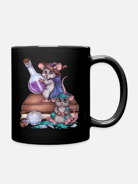 Mäuse in Hexenküche beim Zaubern - Tasse einfarbig - Schwarz