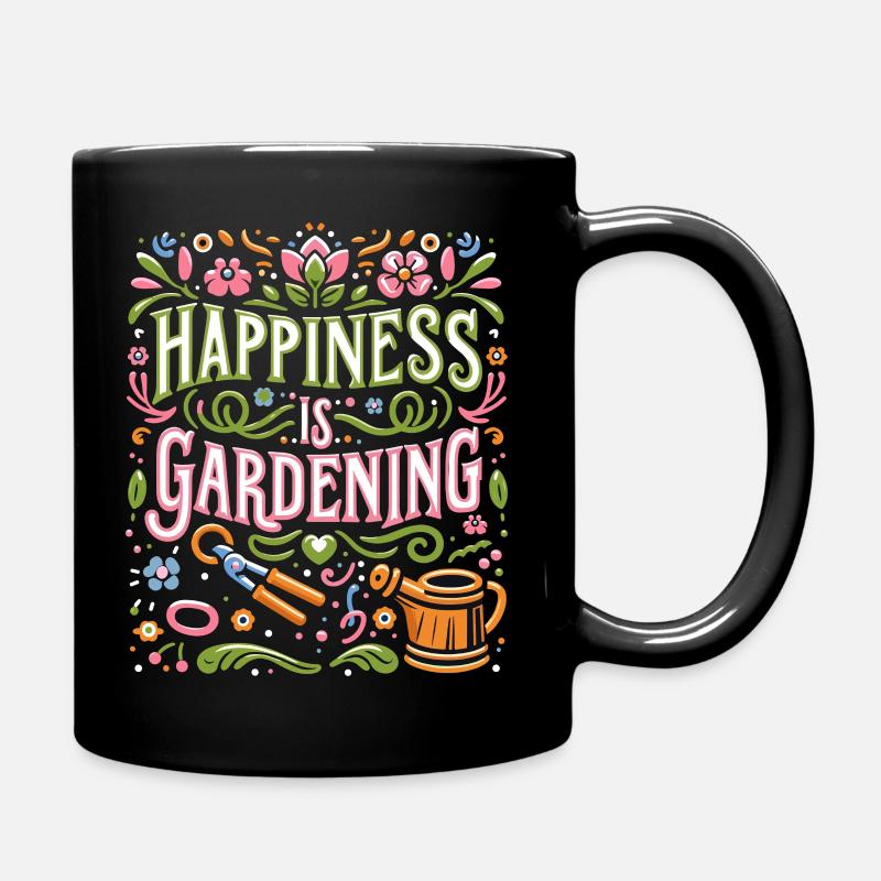 Glück ist Gartenarbeit - Tasse einfarbig - Schwarz