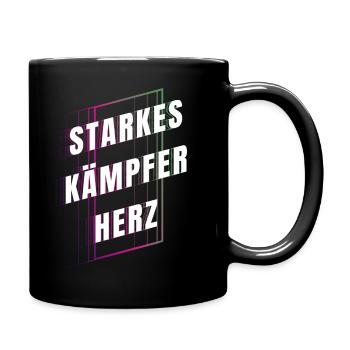 Starkes Kämpferherz - Glücksbringer - Mut machen - Tasse einfarbig - Schwarz - Rechts