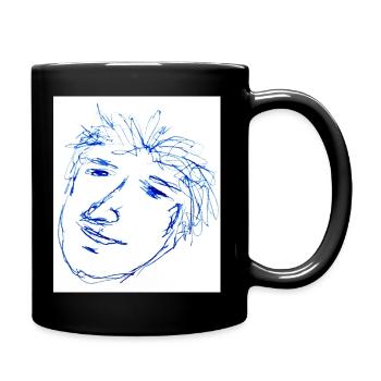 Quick Sketch Portrait Kinky Hair - Full Colour Mug - black - Right