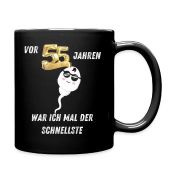 55. Geburtstag - Tasse einfarbig - Schwarz - Rechts