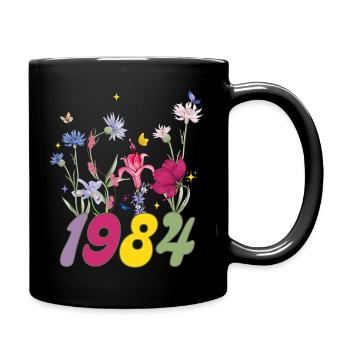 Year of birth 1984 wildflowers - Full Colour Mug - black - Right