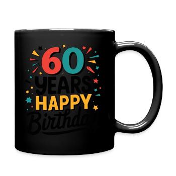 60 Years - Happy Birthday - Full Colour Mug - black - Right