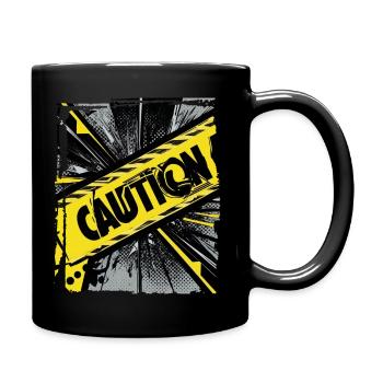 Drôle Tendance Noir Jaune Avertissement Ruban Avertissement - Mug uni - noir - Droite