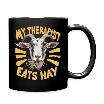 My therapist eats hay – goat love - Full Colour Mug - black - Right
