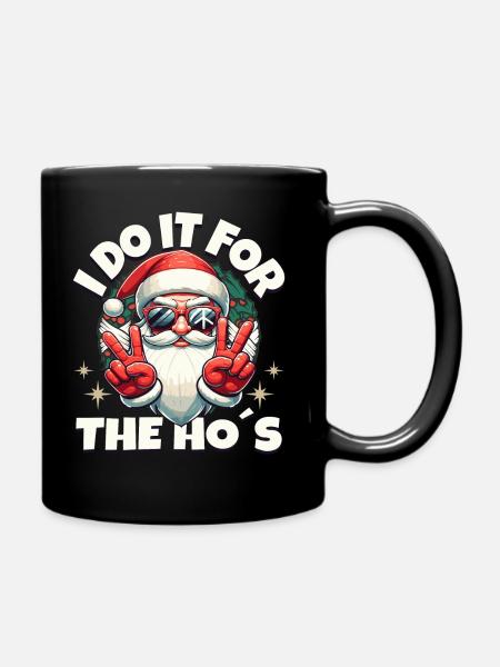I DO IT FOR THE HO'S cool Santa Claus - Full Colour Mug - black