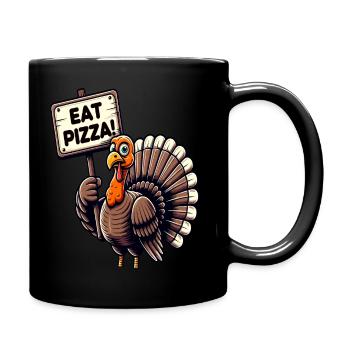 Drôle de dinde « manger de la pizza » Design - Mug uni - noir - Droite