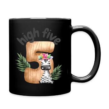 High Five Zebra Safari - Full Colour Mug - black - Right