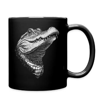 Alligator Portrait Krokodil Tiere Tier - Tasse einfarbig - Schwarz - Rechts