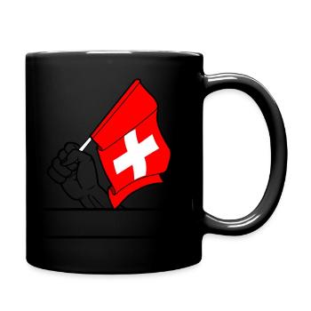 Flag Switzerland transparent fist text space - Full Colour Mug - black - Right