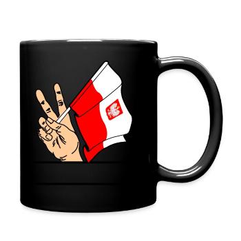 Flag Poland peace sign text space - Full Colour Mug - black - Right