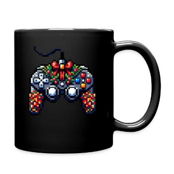 Pixelart christmas gaming controller - Full Colour Mug - black - Right