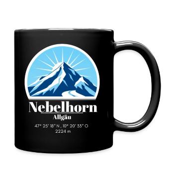 Nebelhorn im Allgäu Berg Logo Koordinaten Höhe - Tasse einfarbig - Schwarz - Rechts