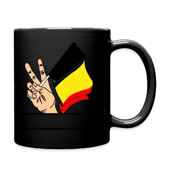 Flagge Belgien Friedenszeichen Textraum - Tasse einfarbig - Schwarz - Rechts