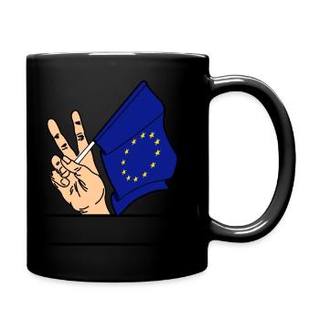 Flagge EU Friedenszeichen Textraum - Tasse einfarbig - Schwarz - Rechts