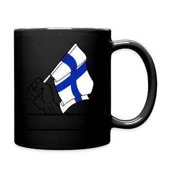 Flag Finland transparent fist text space - Full Colour Mug - black - Right