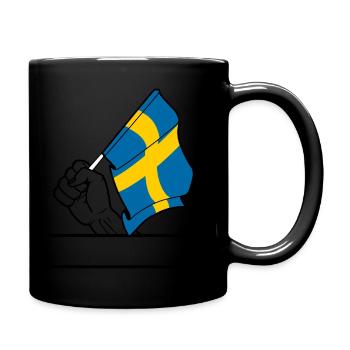 Flag Sweden transparent fist text space - Full Colour Mug - black - Right