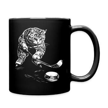 Funny Cat Hockey sur glace - Mug uni - noir - Droite