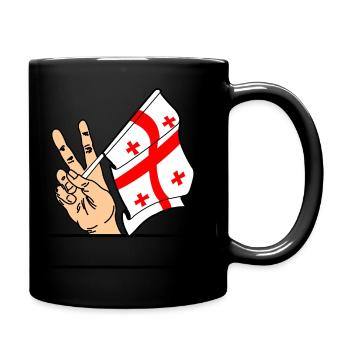 Flagge Georgien Friedenszeichen Textraum - Tasse einfarbig - Schwarz - Rechts